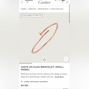 Cartier Juste Un Clou 18k Rose Gold Small Model Sz 15